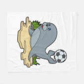 Zegel als Voetbalspeler met Voetbal Fleece Deken (Voorkant (Horizontaal))