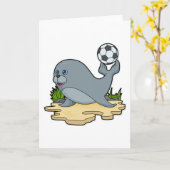 Zegel als Voetbalspeler met Voetbal Kaart (Gele Bloem)