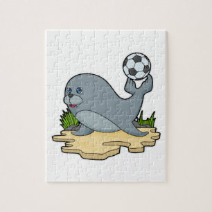 Zegel als Voetbalspeler met Voetbal Legpuzzel