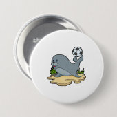 Zegel als Voetbalspeler met Voetbal Ronde Button 7,6 Cm (Voorkant /achterkant)