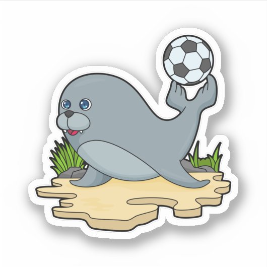 Zegel als Voetbalspeler met Voetbal Sticker (Voorkant)