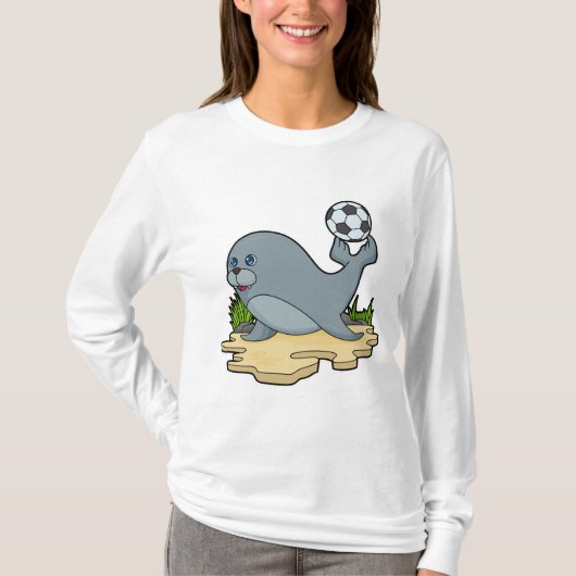 Zegel als Voetbalspeler met Voetbal T-shirt (Voorkant)