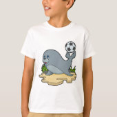 Zegel als Voetbalspeler met Voetbal T-shirt (Voorkant)
