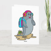 Zegel als wandelaar met rugzak kaart (Achterkant)