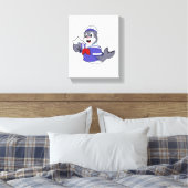 Zegel als zeeman met boot canvas afdruk (Insitu (Slaapkamer))