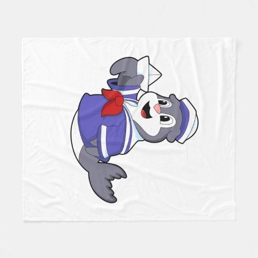 Zegel als zeeman met boot fleece deken (Voorkant (Horizontaal))