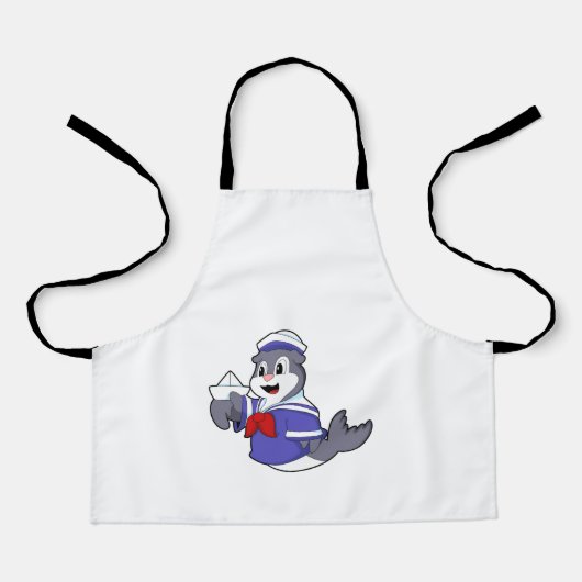 Zegel als zeeman met boot schort (Voorkant)