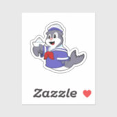Zegel als zeeman met boot sticker (Vel)