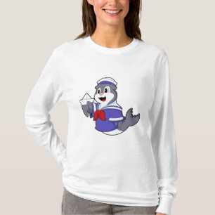 Zegel als zeeman met boot t-shirt