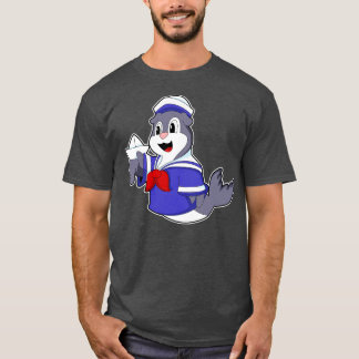 Zegel als zeeman met boot t-shirt