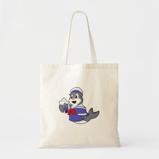 Zegel als zeeman met boot tote bag (Voorkant)