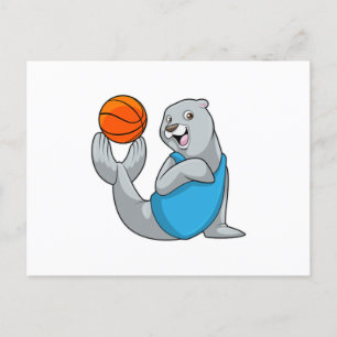 Zegel bij Basketbalsporten Briefkaart
