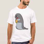 Zegel bij Eating met Burger T-shirt (Voorkant)