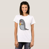 Zegel bij Eating met Burger T-shirt (Voorkant volledig)