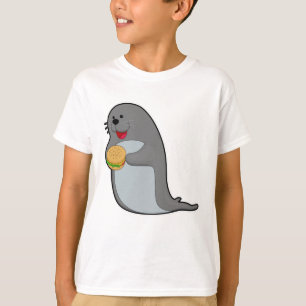 Zegel bij Eating met Burger T-shirt