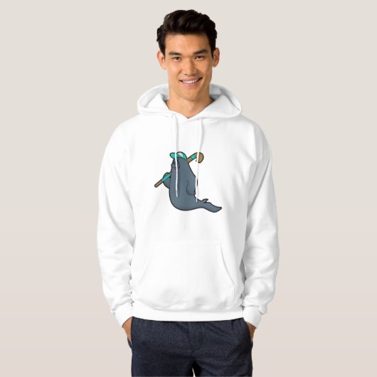Zegel bij Hockey met Hockey stick Hoodie (Voorkant volledig)