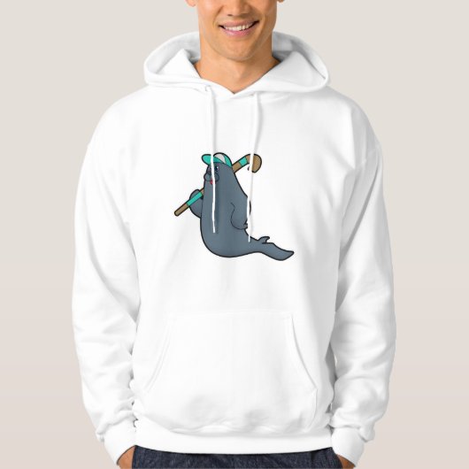 Zegel bij Hockey met Hockey stick Hoodie (Voorkant)