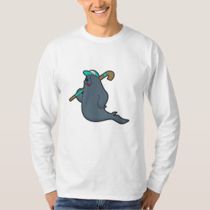 Zegel bij Hockey met Hockey stick T-shirt