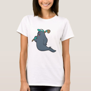 Zegel bij Hockey met Hockey stick T-shirt