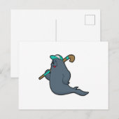 Zegel bij hockey met hockeystick briefkaart (Voorkant / Achterkant)