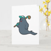 Zegel bij hockey met hockeystick kaart (Gele Bloem)