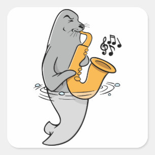 Zegel die de saxofone afspeelt