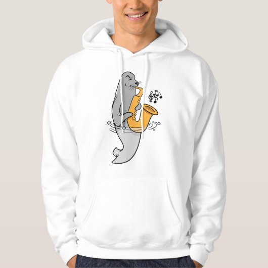 Zegel die de saxofone afspeelt hoodie (Voorkant)