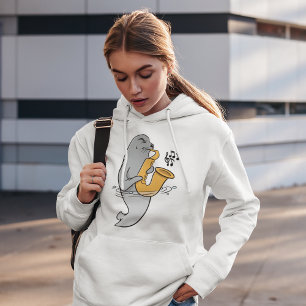 Zegel die de saxofone afspeelt hoodie