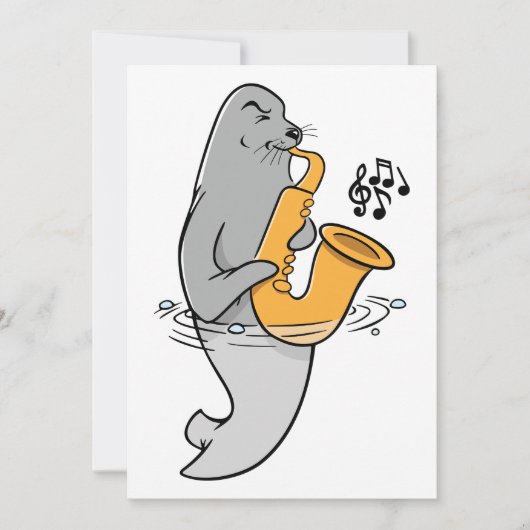 Zegel die de saxofone afspeelt kaart (Voorkant)
