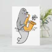 Zegel die de saxofone afspeelt kaart (Staand voorkant)