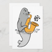 Zegel die de saxofone afspeelt kaart (Voorkant / Achterkant)