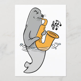 Zegel die de saxofone afspeelt kaart