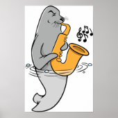 Zegel die de saxofone afspeelt poster (Voorkant)