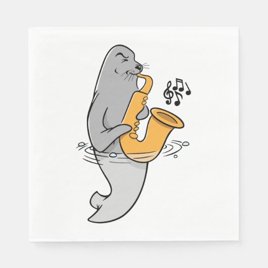 Zegel die de saxofone afspeelt servet (Voorkant)