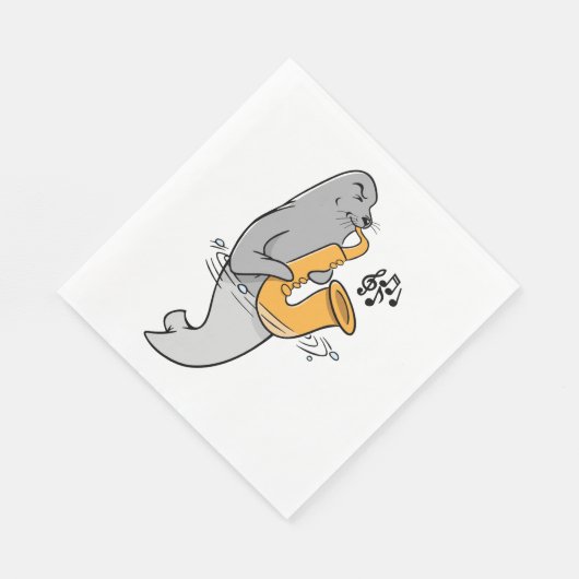 Zegel die de saxofone afspeelt servet (Hoek)