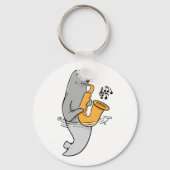 Zegel die de saxofone afspeelt sleutelhanger (Achterkant)