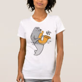 Zegel die de saxofone afspeelt t-shirt (Voorkant)