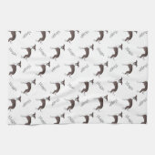 Zegel en wit Italiaans grijnheuvelpatroon en naam Theedoek (Horizontaal)