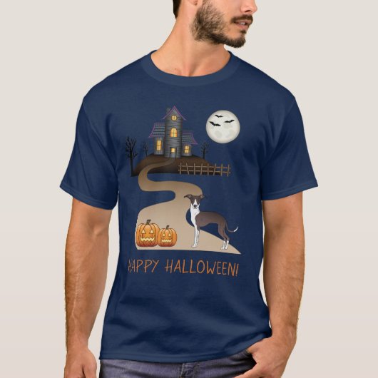 Zegel en witte ijzige en halloween gehakt huis t-shirt (Voorkant)