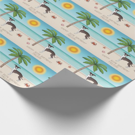 Zegel en witte ijzige hond op het strand van de tr cadeaupapier (Hoek)