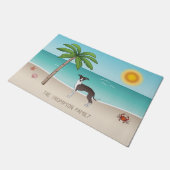 Zegel en witte ijzige hond op het strand van de tr deurmat (Schuin)