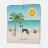 Zegel en witte ijzige hond op het strand van de tr keramisch ornament (Links)