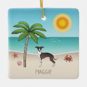 Zegel en witte ijzige hond op het strand van de tr keramisch ornament (Voorkant)