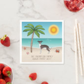 Zegel en witte ijzige hond op het strand van de tr servet (Insitu)