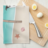 Zegel en witte ijzige hond op het strand van de tr theedoek (Quarter Fold)