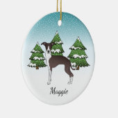 Zegel en witte Italiaanse dolfijnen in het winterb Keramisch Ornament (Rechts)