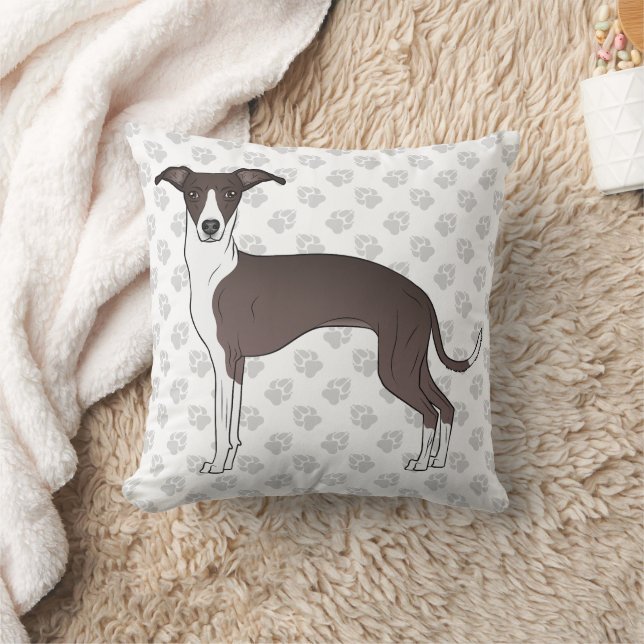 Zegel en witte Italiaanse Greyhound-hond met poten Kussen (Deken)
