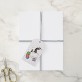 Zegel en witte Italiaanse grijnshond - Happy Birth Cadeaulabel (Met Touw)