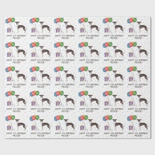 Zegel en witte Italiaanse grijnshond - Happy Birth Cadeaupapier (Vlak)