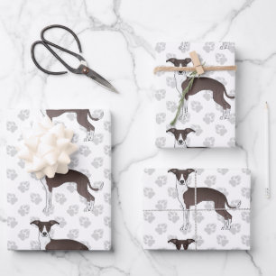 Zegel en witte Italiaanse grijze honden met poten Inpakpapier Vel
